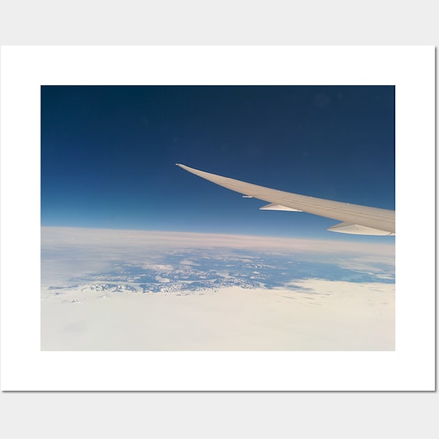 Airplane Wing in Clear Blue Sky Wall Art by Random Beauty